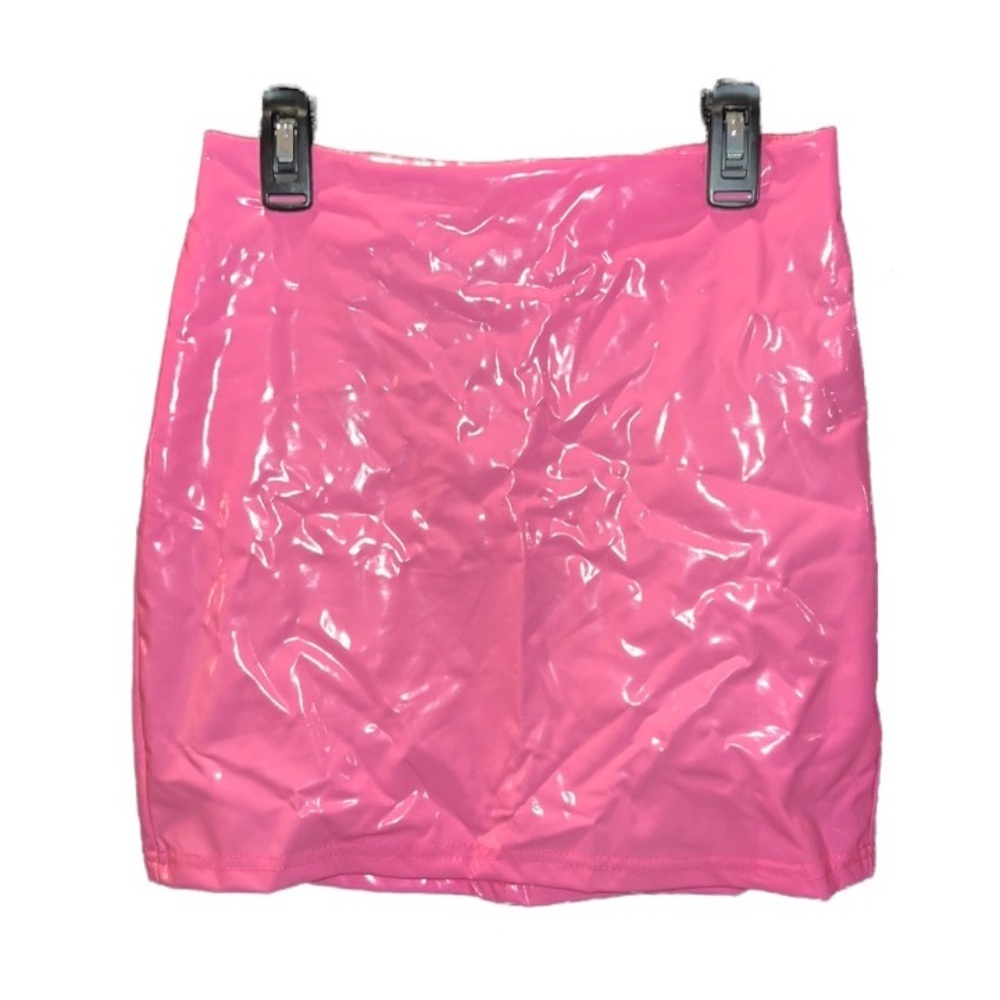 Faux Leather Pink Mini Skirt